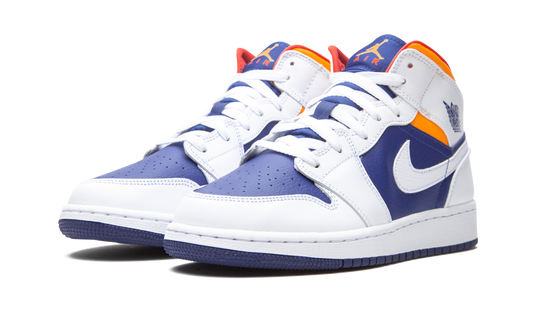 Air Jordan 1 Mid GS White Deep Royal Blue 554725 131