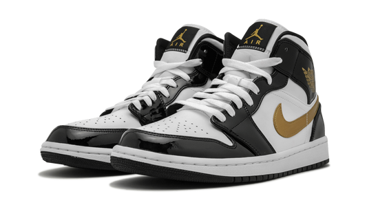 Air Jordan 1 Mid SE Black Gold Patent Leather 852542 007